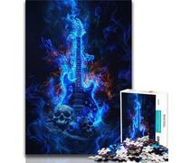 Jigsaw Puzzles for Adults Flame Guitar Teenager Jigsaw,Stress Reliever Staycation Kill Time Parent-child Interaction (size 38x26cm)