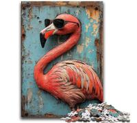 Jigsaw Puzzles for Adults Flamingo Wearing Glasses Adult Jigsaw,Educational Games Home Decoration Suitable for Desktop Decoration (50x75cm)