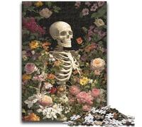 Jigsaw Puzzles for Adults Flower Skull Teenager Puzzles,Challenging Family Activity Games DIY Toy for Home Wall Decor Gifts (75x50cm)
