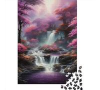 Jigsaw Puzzles For Adults Forest Cascade Wooden Puzzle 1000 Piece Creative Rectangular Jigsaw Brain Teasers Game 1000pcs (75x50cm)