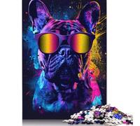 Jigsaw Puzzles for Adults French Bulldog Dog Art Puzzles for Adults 1000 Piece Wooden Jigsaw Puzzle Suitable for Adults And Children over 12 Years Old Challenging Size : 75x50cm