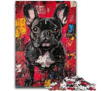 Jigsaw Puzzles for Adults French Bulldog Oil Painting Adult Jigsaw,Educational Games Home Decoration Suitable for Desktop Decoration (26x38cm)