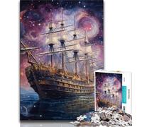 Jigsaw Puzzles for Adults Galaxy Pirate Ship Teenager Jigsaw,Stress Reliever Staycation Kill Time Parent-child Interaction (size 38x26cm)