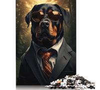Jigsaw Puzzles for Adults Gentleman Rottweiler 500 Piece Jigsaw Puzzle Wooden Jigsaw Puzzle Suitable for Adults for Home Decoration 500pcs (52x38cm)