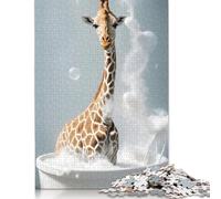 Jigsaw Puzzles for Adults Giraffe Bathroom Animal Puzzles for Adults 1000 Pieces Creative Wooden Puzzles Intellectual Toy Family Games 1000pcs (75x50cm)