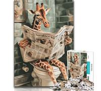 Jigsaw Puzzles for Adults Giraffe on The Toilet Teenager Jigsaw,Stress Reliever Staycation Kill Time Parent-child Interaction (size 38x26cm)