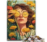 Jigsaw Puzzles for Adults Girl in Wildflowers Summer Educational Games Home Decoration Educational Game for Birthday, Chrismas 26X38CM
