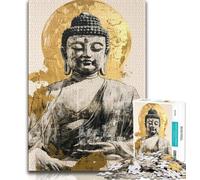 Jigsaw Puzzles for Adults Golden Buddha Statue Adult Jigsaw,Family Game Stress Reliever Difficult Challenge Suitable for Couples 75x50cm