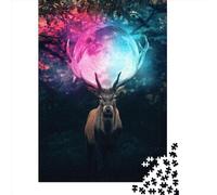 Jigsaw Puzzles For Adults Golden Horns Deer Wooden Puzzle 500 Piece Creative Rectangular Jigsaw Brain Teasers Game 500pcs (52x38cm)