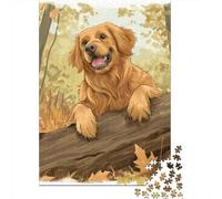 Jigsaw Puzzles For Adults Golden Retriever Wooden Puzzle 1000 Piece Creative Rectangular Jigsaw Brain Teasers Game 1000pcs (75x50cm)