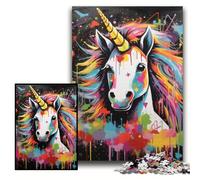 Jigsaw Puzzles for Adults Graffiti Painting Unicorn Jigsaw Puzzles for Adults 26x38 cm Challenging DIY Brain Teaser, Perfect Family Game Or Decorative Gift