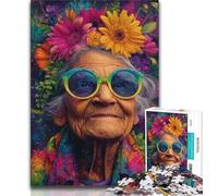 Jigsaw Puzzles for Adults Grandma And Flowers Puzzles for Teenagers,learning Educational Is Ideal As A Gift for The Whole Family 75x50cm