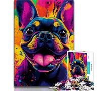 Jigsaw Puzzles for Adults Happy Bulldog Teenager Jigsaw,Stress Reliever Staycation Kill Time Parent-child Interaction (size 38x26cm)