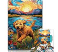 Jigsaw Puzzles for Adults Happy Golden Retriever Teenager Jigsaw,Stress Reliever Staycation Kill Time Parent-child Interaction (size 75x50cm)