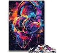 Jigsaw Puzzles for Adults Headphones Colorful Splash Art Puzzles for Adults,learning Educational for Is Ideal As A Gift for The Whole Family (38x26cm)