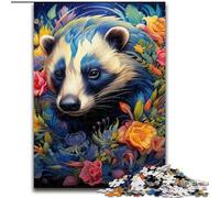 Jigsaw Puzzles for Adults Honey Badger Flowers Impossible Jigsaw Puzzles for Adults size : 50x75cm DIY Home Decor Gift, Adult Brain Teaser