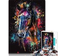 Jigsaw Puzzles for Adults Horse Watercolor Teenager Jigsaw,Stress Reliever Staycation Kill Time Parent-child Interaction (size 38x26cm)