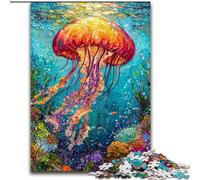 Jigsaw Puzzles for Adults Jellyfish Oil Painting, Family Game Stress Reliever Difficult Challenge A Work of Art for Ages 14+ (Size 26x38cm)