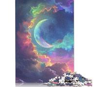 Jigsaw Puzzles for Adults Kids Rainbow Clouds And Moon 1000 Piece Jigsaw Puzzle Wooden Jigsaw for Adults & Kids Age 12 Years Up Unique Birthday Size : 75x50cm