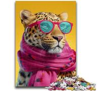 Jigsaw Puzzles for Adults Leopard Wearing Scarf for Age 14+ Challenging To Complete But Fun And Humorous Great Gifts And Toys 26x38cm