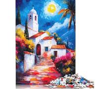 Jigsaw Puzzles for Adults Mediterranean Village at Night 1000 Pieces Jigsaw Puzzles Wooden Puzzles Puzzles for 18 Year Olds Up Great Gift for Adults 1000pcs (75x50cm)