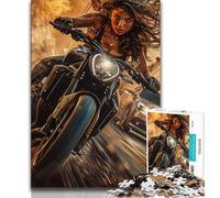 Jigsaw Puzzles for Adults Motorcycle in Flames Adult Jigsaw,Family Game Stress Reliever Difficult Challenge Suitable for Couples 75x50cm