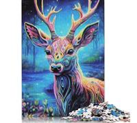 Jigsaw Puzzles for Adults Mystic Deer 500 Piece Jigsaw Puzzle Wooden Jigsaw Puzzle Suitable for Adults for Home Decoration 500pcs (52x38cm)