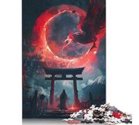 Jigsaw Puzzles for Adults Mystical Black Eagle Torii 500 Pieces Jigsaw Puzzles Wooden Puzzles Puzzles for 18 Year Olds Up Great Gift for Adults 500pcs (52x38cm)