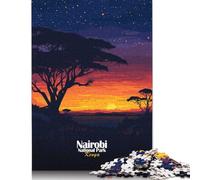 Jigsaw Puzzles for Adults Nairobi National Park Sunset Puzzles for Adults 500 Pieces Creative Wooden Puzzles Intellectual Toy Family Games 500pcs (52x38cm)
