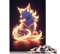 Jigsaw Puzzles for Adults Neon Fire Kitsune Fox 1000 Pieces Jigsaw Puzzles Paper Creative Jigsaw Puzzle for Adults Family Educational Game for Adult & Teenagers 38x26cm/1000pcs