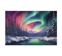 Jigsaw Puzzles for Adults Northern Lights in Norway 1000 Piece Jigsaw Puzzle Suitable for Adults And Children over 12 Years Old Wooden Puzzles Great Gift for Adults (75×50cm)