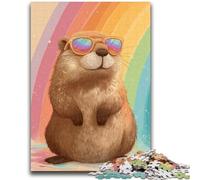 Jigsaw Puzzles for Adults Otter Wearing Glasses Teenager Puzzles,Challenging Family Activity Games DIY Toy for Home Wall Decor Gifts (75x50cm)