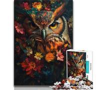 Jigsaw Puzzles for Adults Owl Flowers 1000 Piece Jigsaw,Challenging Family Activity Games DIY Toy for Home Wall Decor Gifts 26x38cm