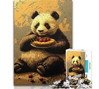 Jigsaw Puzzles for Adults Panda Eating Cake 1000 Piece Jigsaw,Challenging Family Activity Games DIY Toy for Home Wall Decor Gifts 26x38cm