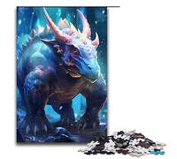 Jigsaw Puzzles for Adults Piece Blue Triceratops Wooden Jigsaw Brain Teaser Game for Teenagers Perfect 1000 PCS(75x50cm)