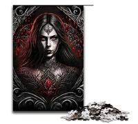 Jigsaw Puzzles for Adults Piece Dark Vampire Woman Wooden Jigsaw Brain Challenge Gift Educational Activity for Teenagers 1000 PCS(75x50cm)