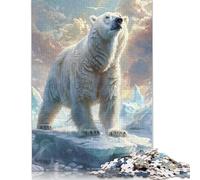 Jigsaw Puzzles for Adults Polar Bears Ice 500 Piece Jigsaw Puzzle Wooden Jigsaw Puzzle Suitable for Adults for Home Decoration 500pcs (52x38cm)