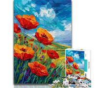 Jigsaw Puzzles for Adults Poppy Flower Oil Painting Teenager Jigsaw,Stress Reliever Staycation Kill Time Parent-child Interaction (size 38x26cm)