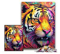 Jigsaw Puzzles for Adults Psychedelic Art Tiger Puzzles for Adults 26x38 cm Family Fun Activity, Brain Challenge, for Teenager