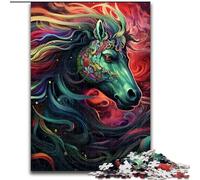 Jigsaw Puzzles for Adults Psychedelic Colored Horses Impossible Jigsaw Puzzles for Adults size 26x38cm for Home Decor, Brain Training