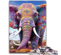 Jigsaw Puzzles for Adults Psychedelic Elephant Adult Jigsaw,Family Game Stress Reliever Difficult Challenge Suitable for Couples (75x50cm)