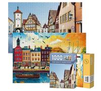 Jigsaw Puzzles for Adults, Puzzle 1000 Pieces Jigsaw, Challenging Puzzles Educational Game for Adults, Beautiful Decoration Puzzle, Gifts for Women Men, Theme: Travel, Town