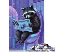 Jigsaw Puzzles for Adults Raccoon Reading on Toilet Puzzles for Adults 1000 Pieces Creative Wooden Puzzles Intellectual Toy Family Games 1000pcs (75x50cm)