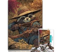 Jigsaw Puzzles for Adults Raccoon Warrior Adult Jigsaw,Family Game Stress Reliever Difficult Challenge Suitable for Couples 26x38cm