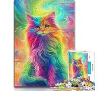 Jigsaw Puzzles for Adults Rainbow Cat Adult Jigsaw,Family Game Stress Reliever Difficult Challenge Suitable for Couples 26x38cm