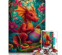 Jigsaw Puzzles for Adults Red Dragon And Easter Egg,Help The Brain Exercise Addictive Toys to Cultivate Patience Gift For Birthdays 38x26cm