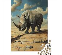 Jigsaw Puzzles for Adults Rhinoceros 500 Piece Puzzle Wooden Puzzle for Adults And 18 Years Old And Up Games Toys Gift 500pcs (52x38cm)