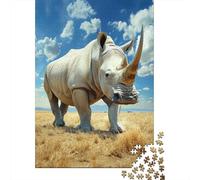 Jigsaw Puzzles for Adults Rhinoceros 500 Piece Puzzle Wooden Puzzle for Adults And 18 Years Old And Up Games Toys Gift 500pcs (52x38cm)