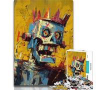 Jigsaw Puzzles for Adults Robot in The Style of Basquiat Teenager Jigsaw,Stress Reliever Staycation Kill Time Parent-child Interaction (size 38x26cm)