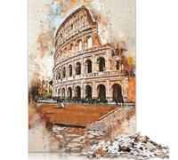 Jigsaw Puzzles for Adults Rome in Watercolor 500 Pieces Jigsaw Puzzles Wooden Puzzles Puzzles for 18 Year Olds Up Great Gift for Adults 500pcs (52x38cm)